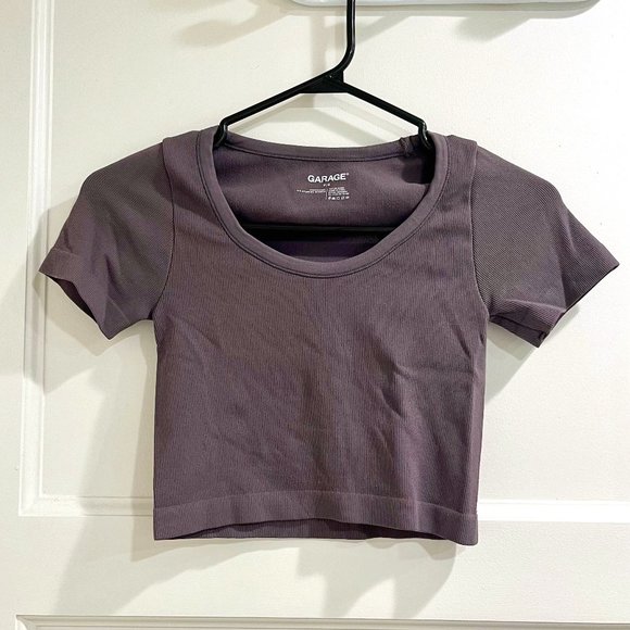 Garage gray ribbed cropped tee - Picture 2 of 8